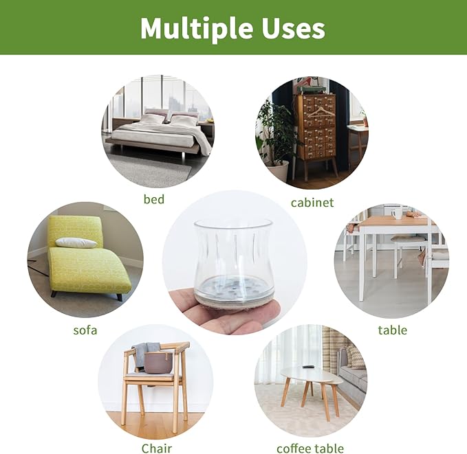 COVERCORNER 32PCS Chair Leg Floor Protectors, Chair Leg Protectors for Hardwood Floors, Furniture Pads for Hardwood Floors, Chair Socks Universal L Clear Fit 1.50"-1.77"