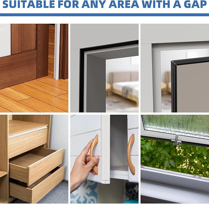 196”Wedge Weather Stripping Door Seal Strip for Door Frame,Self-Adhesive Window Insulation for Winter,Dark Foam Gap Filler for Light Noise Blocker,Front Exterior Door Side Draft Stopper,Brown