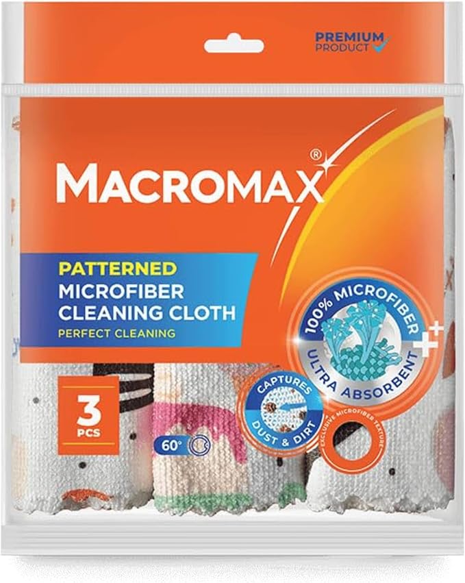 Patterned Microfiber Cleaning Cloth 3-Pack – Ultra Absorbent, Lint-Free Reusable Towels for Dusting & Polishing – Soft Non-Scratch Cloths for Glass, Wood, Furniture & Counters