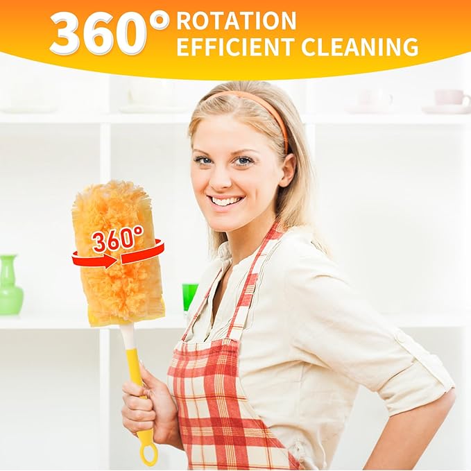 360° Heavy Duty Duster Refills for Swiffer Dusters, Multi-Surface Larger Size Duster with 4X Microfibers, Disposable Duster Refills Kit for Cleaning, Unscented, 36 Pack & 1 Handle