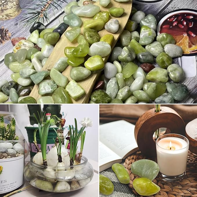 40lbs Jade River Rocks for Landscaping, 1-2 Inch Natural Pebbles for Indoor Plants, High Polished Decorative Stones Garden Outdoor and Indoor DIY Vase Filler Fish Tank Aquariums