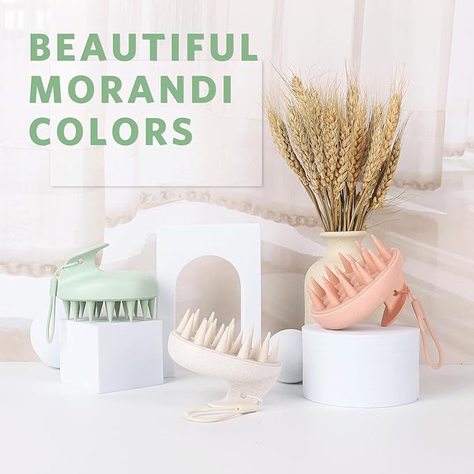 Sndyi Scalp Massager Shampoo Brush, Scalp Scrubber with Soft Silicone Bristles, Scalp Exfoliator for Dandruff Removal, Wheat Straw Hair Scalp Massager for Hair Growth, Wet Dry Scalp Brush, Green