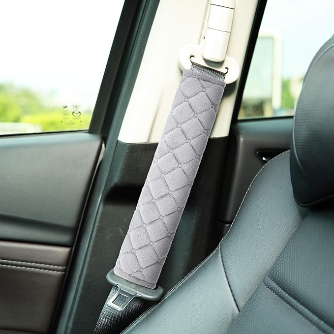 Tatuo 4 Pack Seat Belt Cover Extra Long Seat Belt Pads for Car Soft Comfort Shoulder Strap Covers Harness Pads Helps Protect Your Neck and Shoulder(10.6 Inch,Gray)