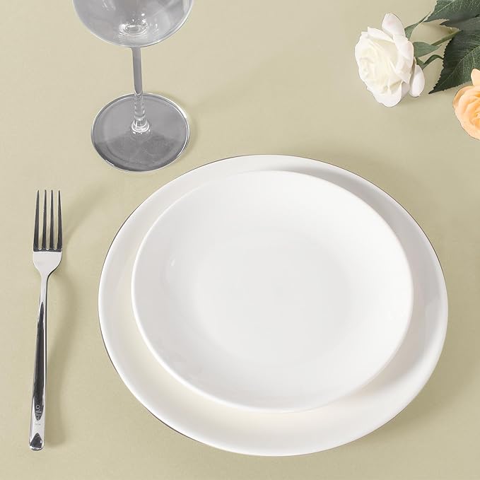 sancua Round Tablecloth 120 Inch Diameter, 8 Pack - Circle Polyester Fabric Table Cloth for Party Reception Banquet Birthday, Washable Formal Table Cover (Fit 48-96 Inch Tables), Beige