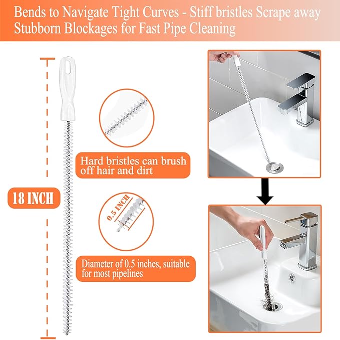 33 Feet Drain Snake Auger, Plumbing Snake Drain Hair Clog Removal Tool, Heavy Duty Toilet Snake Auger, Sink Unclogger Drain Cleaner Tool for Bathroom Kitchen Tub Shower with Gloves