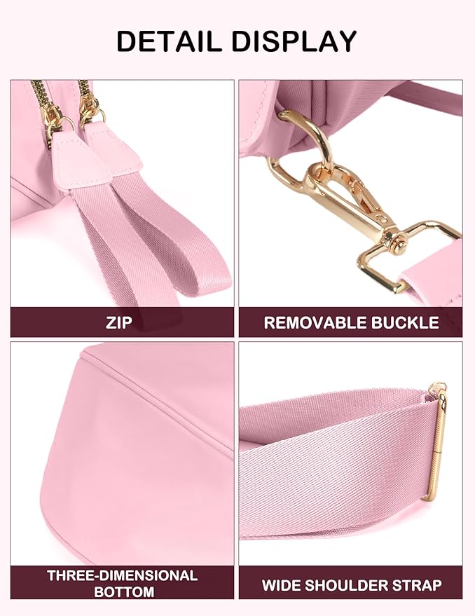 FEIBOON Spacious Nylon Crossbody Bag Bum Bag Handbags Wallets Purses Trendy Shoulder Bag for Women