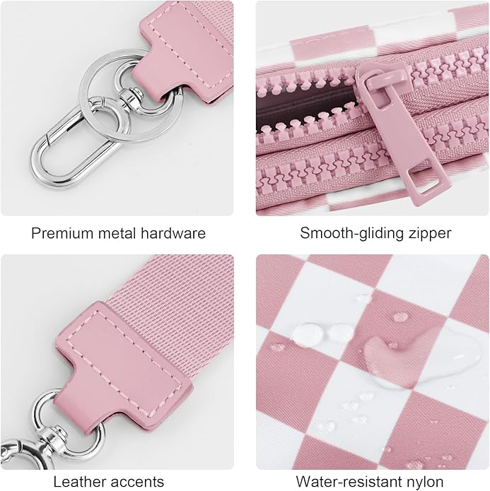 Checkered Wristlet Wallets for Women, RFID Wallet Crossbody with 4 Zippers, Credit Card Holder Cell Phone Organizer