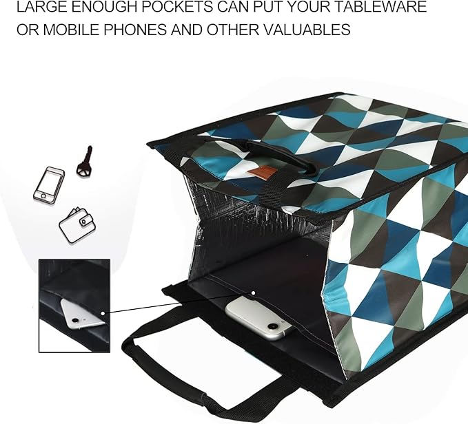 Lunch Bags for Women Insulated Reusable Lunch Tote with Internal Pocket, Lunch Tote bag for Work (Triangle)