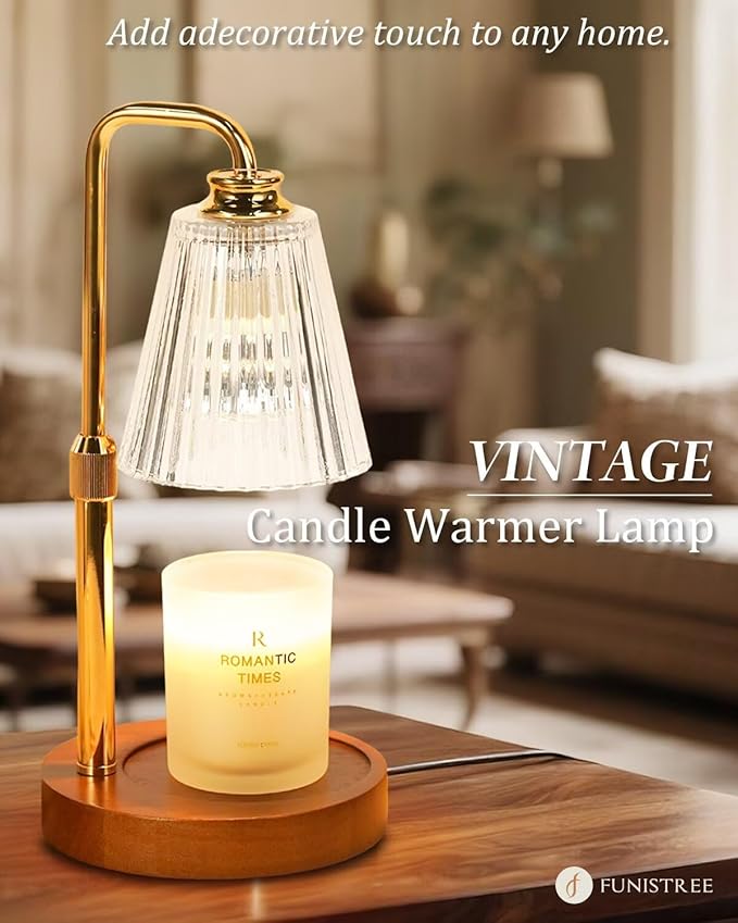 Candle Warmer Lamp with Timer Dimmable, Christmas Birthday Gifts for Women Mom, Adjustable Candle Warming Lamp with 2 Bulbs, Crystal Candle Lamp Warmer for Jar Scented Candles, House Warming