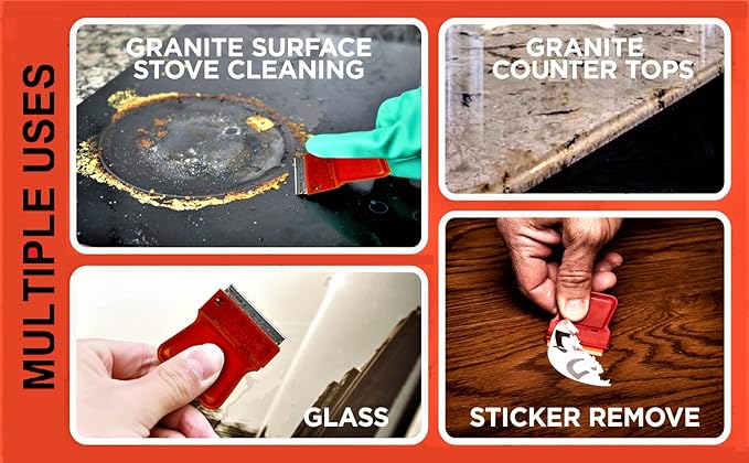 MINISCRAPER® Original Mini Scraper – 8 Pack | Safe Plastic Razor Blade Scraper for Stickers, Labels, Paint, Adhesive, Glass, Auto, Kitchen & Craft Use | USA‑Made, High‑Visibility Colors
