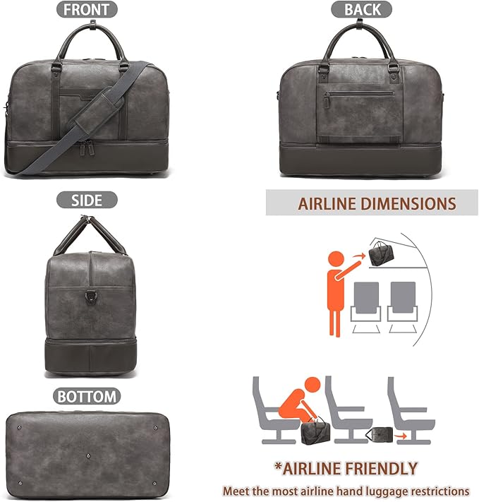 Wogarl Weekender Bag for Women Men Large Overnight Bag Travel Duffel Bag with Shoe Compartment Toiletry Satchel Bag Carry On Bag Fit 21" Laptop