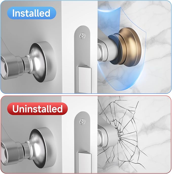 2PC Door Stoppers for Wall, 1.65 x 0.9 Inch Door Knob Wall Protector with Silicone & Aluminum Alloy, Adhesive & Screw Mounting Door Bumper for Home & Office Walls, Bronze