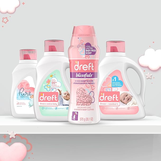 Dreft Blissfuls In-Wash Laundry Scent Booster Beads, Baby Fresh Scent, 18.2 oz