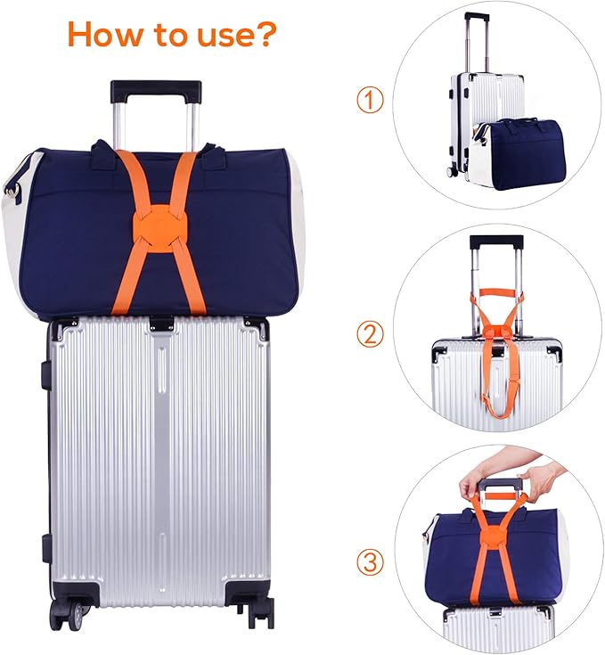 Luggage Straps Bag Bungees for Add a Bag, Easy Travel Suitcase Elastic Strap Belt (Black-R, M)