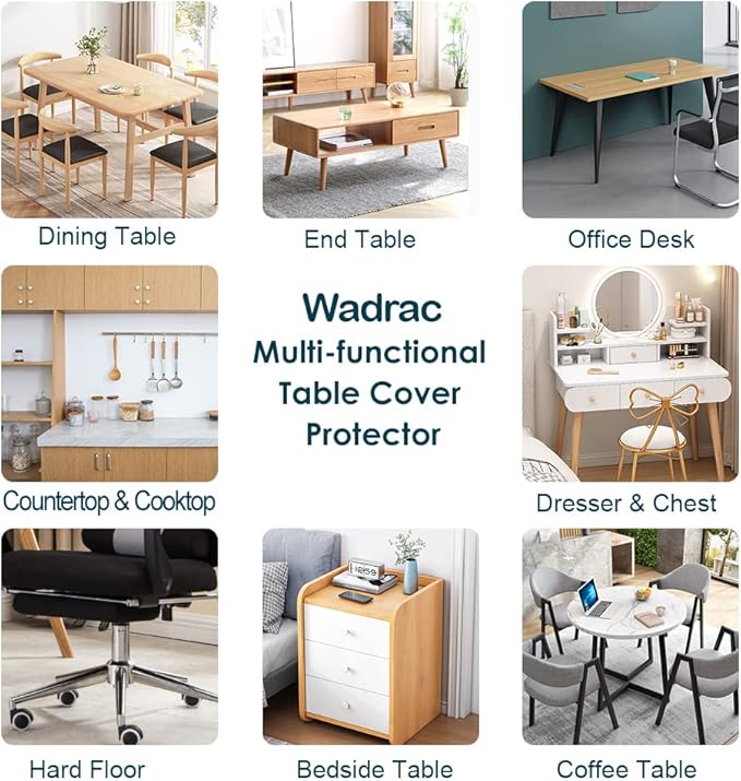 Thicken Clear Vinyl Table Pad Protector 16x42 Plastic Table Cover Desk Protector Mat Crystal Table Pad Heat Resistant Non-Slip Clear Transparent Tablecloth Cover Thicken Scrach Water Proof Easy Clean