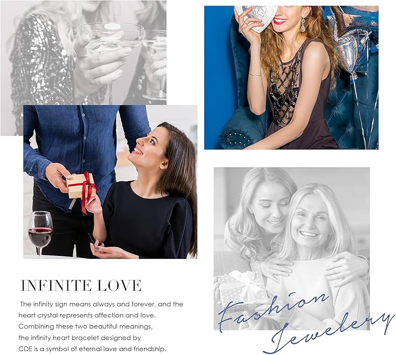 CDE Infinity Heart Birthstone Charm Link Bracelet for Women 925 Sterling Silver Adjustable Mother's Day Gift Anniversary Birthday Jewelry for Wife Girlfriend Her