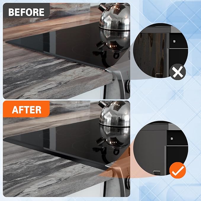 Stove Gap Covers Stainless Steel, 2 Pack Stove Gap Filler Easy Retractable Length 13.8" to 27.5", Width 0.79" Stove Gap Guards Range Trim Kit, Heat Resistant Guard Between Stove Top & Counter