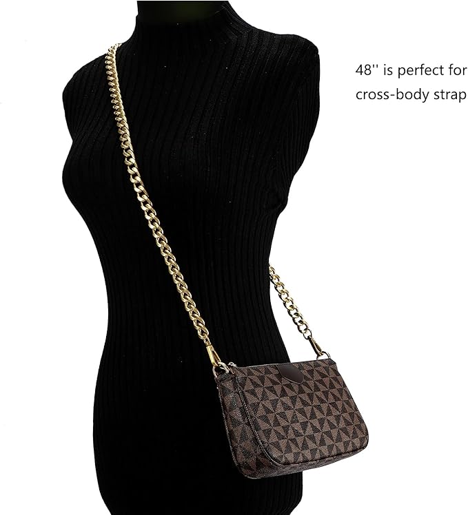 Medium Size Fabulous Metal Shoulder Crossbody Purse Strap Replacement Bag Chain Accessories (48‘’, Silver)