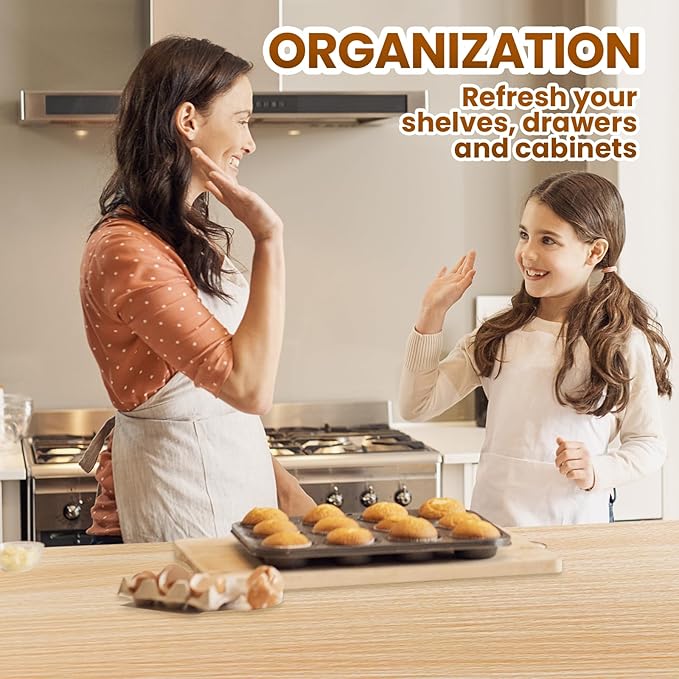 Drawer Shelf Liner for Kitchen Cabinets Non-Adhesive, Non Slip Shelf Paper Waterproof Thickened Cabinet Liners for Shelves, Strong Grip Mats for Cupboard, Dresser, Pantry, Beige, 17.5 in x 30 FT