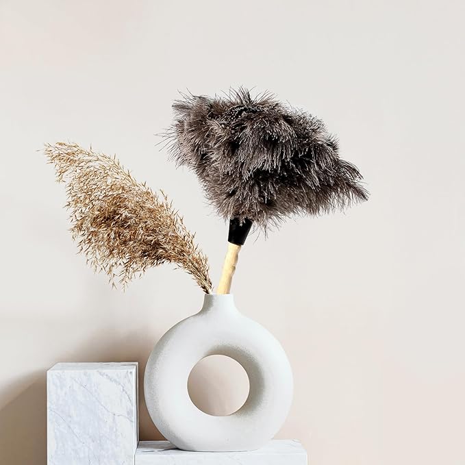 2pcs Ostrich Feather Dusters Natural Feathers Duster with Wooden Handle Natural Ostrich Feathers for Home Cleaning and Office Finishing Duster(2pcs,Length14”