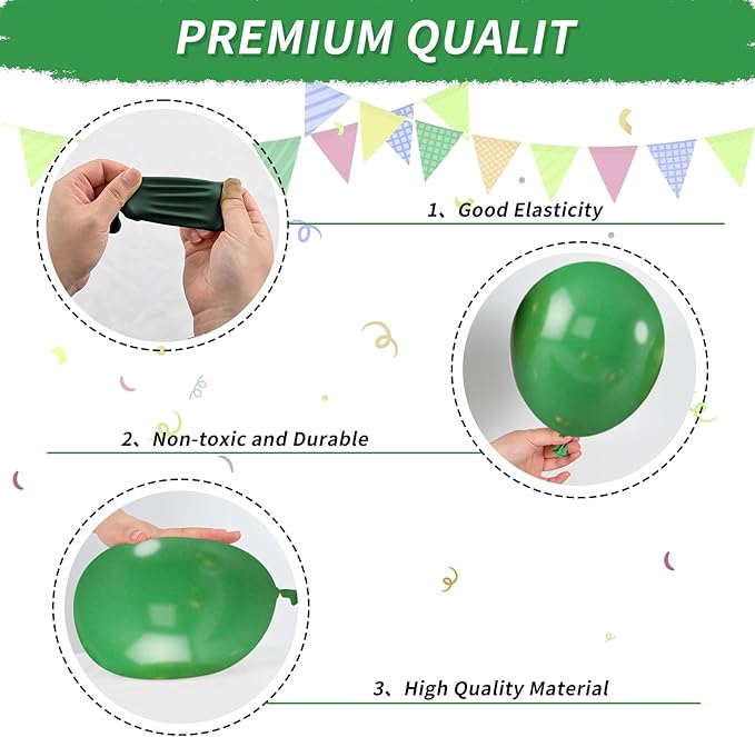 Green and Brown Balloons, Dark Emerald Green Balloon Camouflage Green Black Brown Balloons, Metallic Green Gold Balloon for Camping Game Jungle Theme Camo Birthday Baby Shower Army Party Decorations