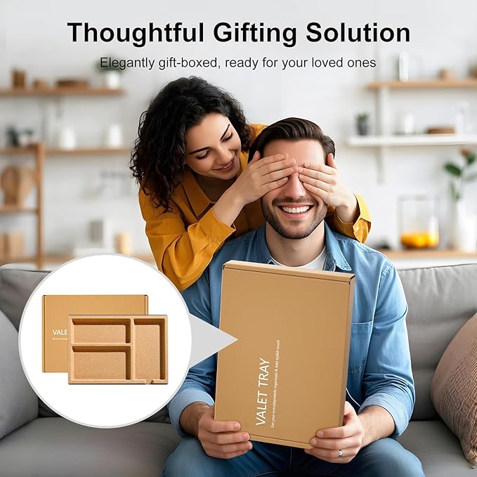 UPERGO Valet Tray, Nightstand Tray for Men, Desk Drawer Organizer for Keys, Watch, Jewellery, Bedside Caddy