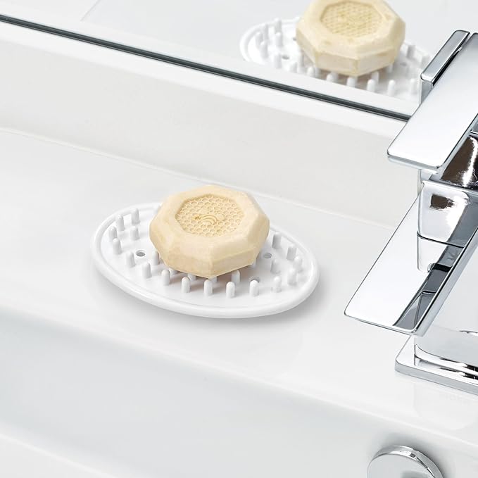 iDesign Soap Saver for Bar Soap - Soap Dish Holder for Bathroom Sink - Set of 3 - White
