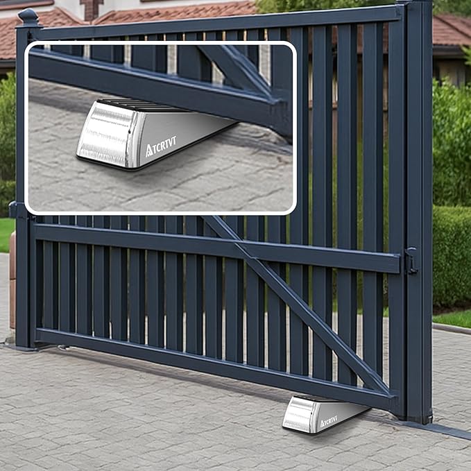 Heavy Duty Door Stopper Wedge - 2 Pack Big Size Door Stop Wedge Made of Aluminum Alloy Metal Suits Any Door, Any Floor with Set of 2 Plus Self-Adhesive Holder Satin Nickel Large Version