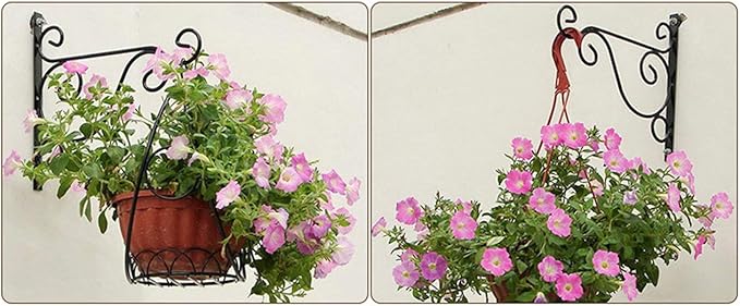 TIHOOD 4PCS Metal Plant Bracket Iron Wall Mount Lanterns Hangers for Hanging Bird Feeders, Lanterns, Wind Chimes, Planters, Outdoor Decoration Hooks | Lanterns Hangers, for Hanging Bird Feeders, Lanterns, Wind Chimes, Planters, Outdoor Decoration Hooks