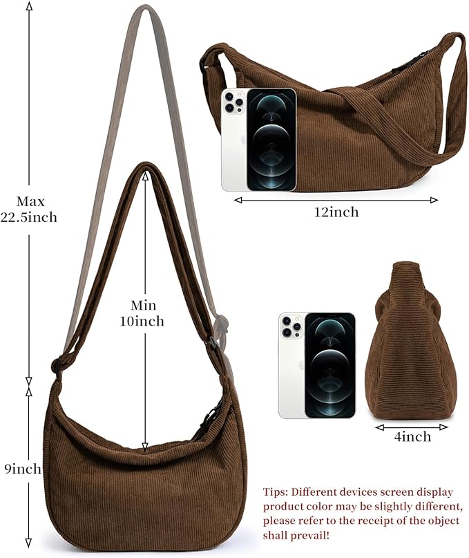 Crossbody Sling Bag for Women Men Trendy, Crescent Bag with Adjustable Strap, 2 Zippers Lightweight