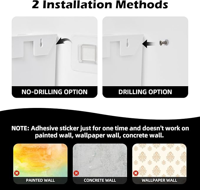 YOHOM Adhesive File Holder Plastic Document Folder Door No Drilling Mount Mail Magazine Organizer A4 Filing Envelopes Folder, Office Wall Mount Single Pocket (WHITE, 2 PCS)