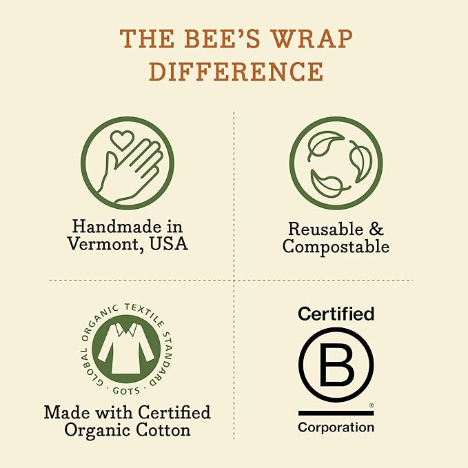 Bee's Wrap Beeswax Wraps for Food - Cut to Size 14x52" Wax Paper Roll - Made in USA Reusable Waxed Paper & Bowl Covers - Organic & Eco-Friendly Alternative to Aluminum Foil, Garden Party