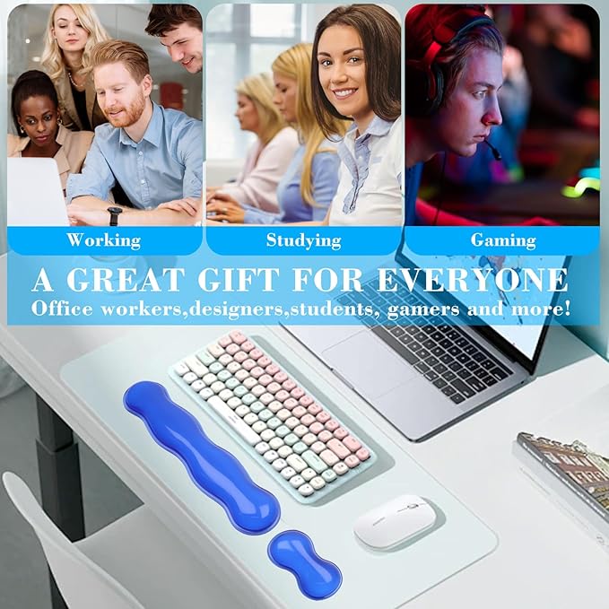 ABRONDA Gel Wrist Rest for Keyboard and Mouse, Keyboard Wrist Rest, Mouse Wrist Support, Pain Relief, Cool Touch, Non-Skid, Keyboard and Mouse Wrist Pad Set