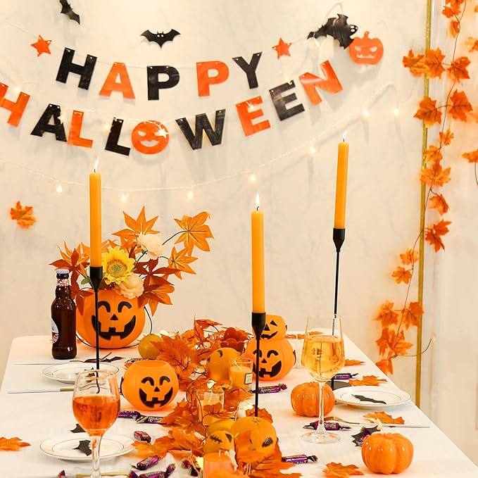 3Pcs Matte Black Candlestick Holders Set Fit 3/4" Tall Taper Candle Home Decorative Table Centerpieces for Family Dinning, Party Decoration