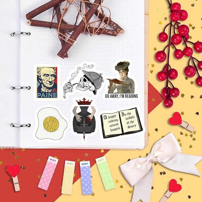 BulbaCraft 100Pcs Literature Stickers for Water Bottle and Laptop - Literary Party Favors & Decorations, Books Bookish Writing Poetry Reading Stickers, Book Lovers Gifts, Gifts for Women & Men