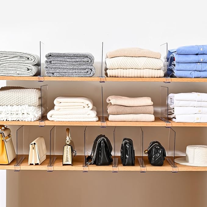 Shelf Dividers,Vertical Purse Organizer for Closet,Thickened and Sturdy Shelf Organizer for Sweater, Shirts, Handbags,8" Tall x 11" (8 Pcs)