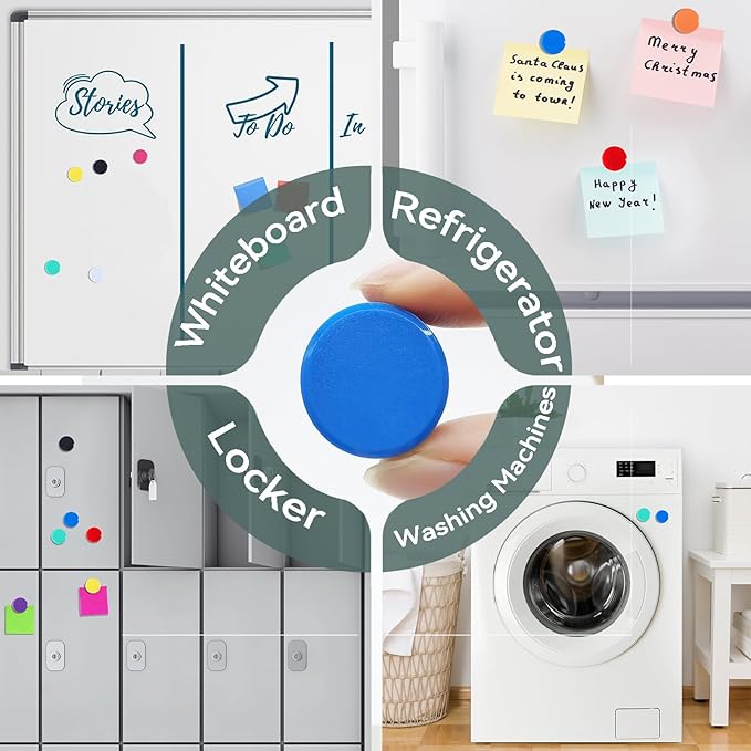 Fridge Magnets - 80 Pack 10 Colors Refrigerator Magnets, Small Strong Magnets, Heavy Duty Magnet for whiteboard, Fridge, Locker, Kitchen, School, Office & Classroom - Round Mini Cute Magnet