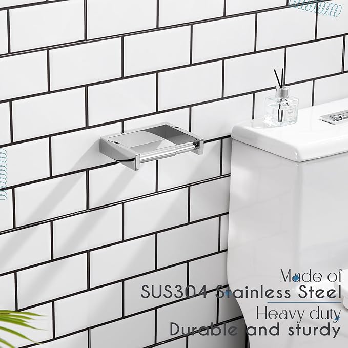 KOKOSIRI Toilet Paper Holder Spring Loaded Bathroom Toilet Roll Holder Wall Mount Stainless Steel Polished Chrome B2011CH