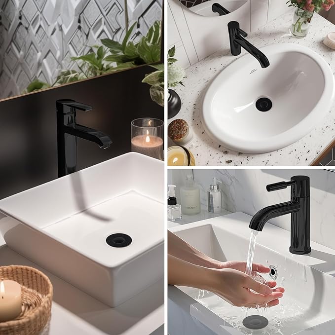 Hibbent 3 Pack Upgraded 3-in-1 Bathroom Sink Drain Strainer, Universal Pop-Up Stopper with Removable Stainless Steel Filter Basket Hair Catcher, Sink Plug for 1.1''~2.36'' Basin, Oil-Rubbed Bronze