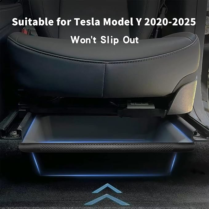 Tesla Model Y Under Seat Storage Box Organizer 2 Pack Hidden Tray Underseat Bins with Lid Fit Tesla Model Y 2020-2024 Model Y Accessories