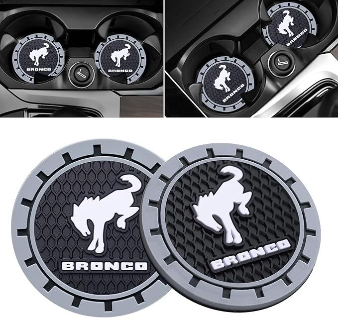 YUIQIEUY Car Cup Holder Coaster for Ford Bronco Sport 2023 2024 Recessed Silicone Cupholder Coaster Interior Accessories 2.75in 2Pack