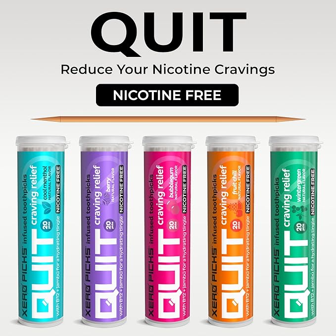 Xero Picks Infused Flavored Toothpicks to Help Quit Smoking - Nicotine Free (Variety Pack, 20 Count (Pack of 5)) Non-GMO Kosher Vegan