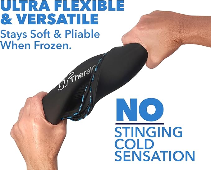 TheraICE PROpack Ice Pack for Injuries, Reusable Soft Multipurpose Cold Gel Ice Pack for Muscular Back Pain, Shoulder, Hip, Knee - Flexible Cold Compress Wrap for Minor Aches & Pains - 5 x 8