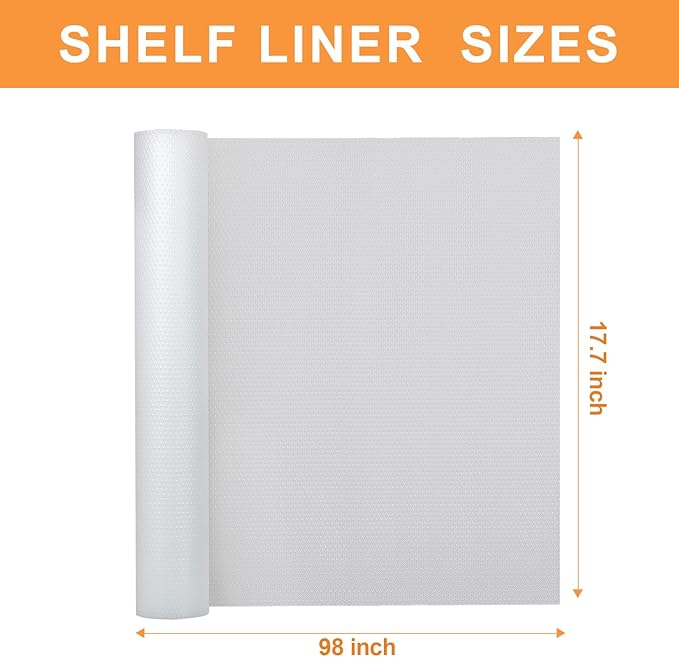 Clear Shelf Liner for Kitchen Cabinets: Translucent Easy to Cut Drawer Mat - Waterproof Cupboard Liner for Pantry Shelves Fridge 17.7" x 96"