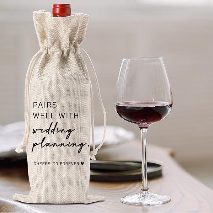 Engaged Engagement Bridal Shower Gifts for Couples Women Wedding Planning Wine Bag Engagement Party Decorations for Bride Pairs Well With Wedding Planning Wine Accessory Sets