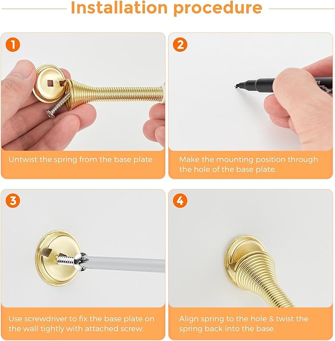 Ravinte Door Stoppers, 36 Pack Gold Spring Door Stops with Rubber Bumper, Door Stoppers for Bottom of Door