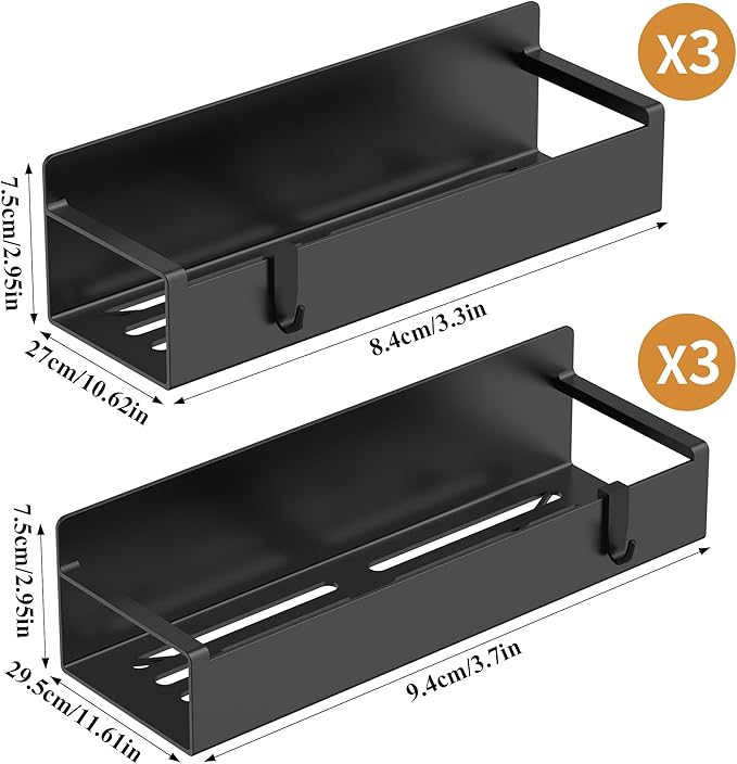 6 Pack Magnetic Spice Rack Organizer for Refrigerator and Oven, Matte Black Fridge Organizers and Storage for Kitchen
