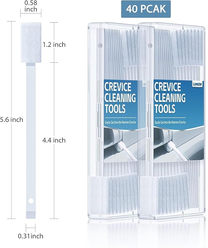 Lumkew 40Pcs Disposable Crevice Cleaning Brushes for Small Spaces, Detail Gaps Scrub Cleaner Brush Set for Toilet Bowl Corner, Household Cleaning Tool Supplies for Window Track, Door Grooves, Vent Fan