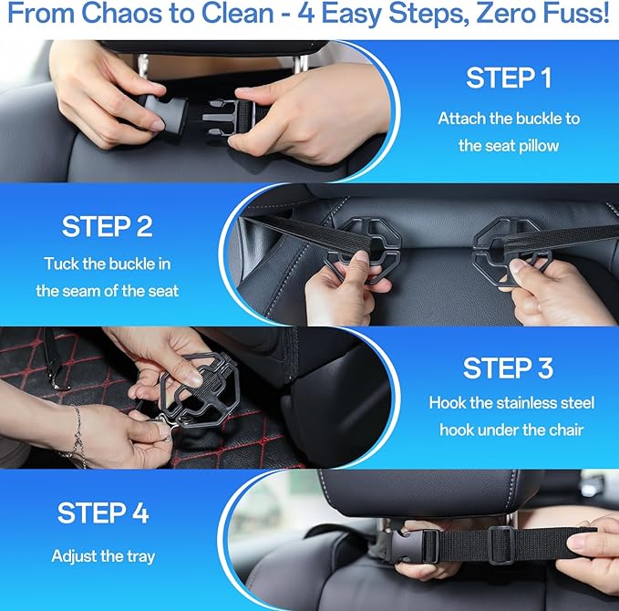 Backseat Car Organizer Leather Back of Seat Car Organizers for Drivers with Large Capacity 6 Storage Pockets Waterproof Kick Mats Seat Back Protector, 2 Pack