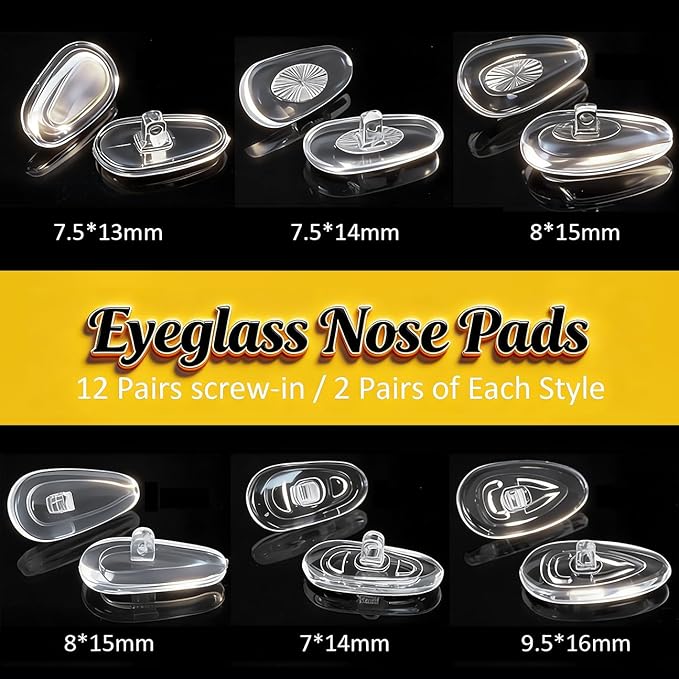 Eyeglass Repair Kit - 24 Types of Eyeglass Screw Size Glasses Repair Kit with Screws, Eyeglass Nose Pads, Eyeglass Screwdriver and Tweezer (24 Types Screws)